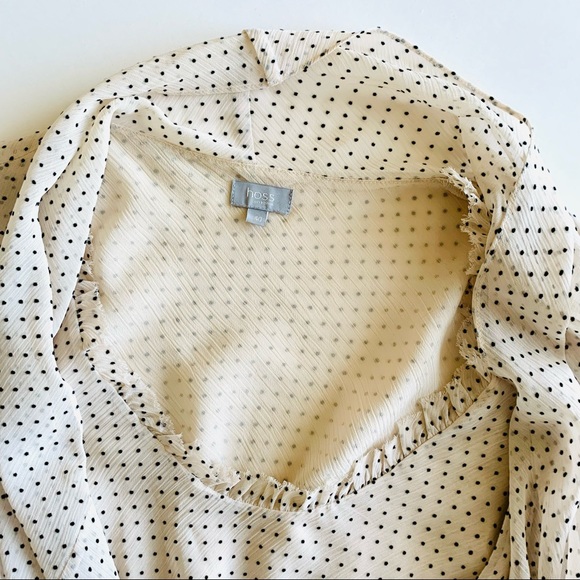 HOSS INTROPIA (ANTHROPOLOGIE) Cream w/ black polka dots Chiffon 2-Layer Blouse - Picture 10 of 12
